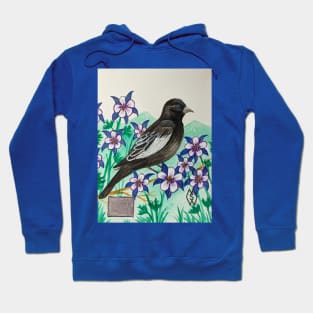 Colorado state bird and flower, the lark bunting and Rocky Mountain columbine Hoodie